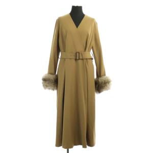 2WAY スプリングコート アウター ロング ベルト 38 ブラウン