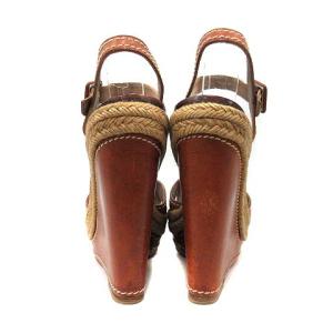 Christian Louboutin サンダル ウエッジソール エスパドリーユ レザー 37 23.5cm 茶