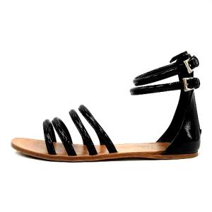 PRADA サンダル フラット ストラップ レザー 38 黒