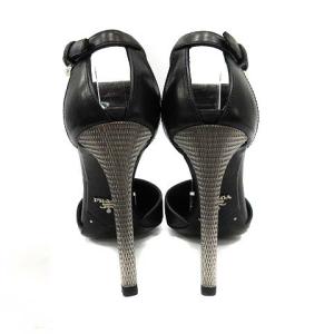 PRADA パンプス ピンヒール スクエアトゥ ストラップ レザー 36.5 ブラック
