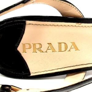 PRADA サンダル ハイヒール ストラップ エナメル 37.5 黒
