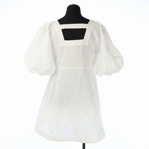 Grace Class 21SS タフタバルーンスリーブトップス ブラウス バックV 五分袖 チュニック丈 フレア 36 白 ホワイト