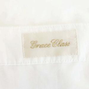 Grace Class 21SS タフタバルーンスリーブトップス ブラウス バックV 五分袖 チュニック丈 フレア 36 白 ホワイト