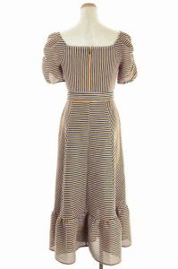 GRACE CONTINENTAL 21SS シアーリップルカットワンピース スクエアネック フリル ベルト付き 36 パープル