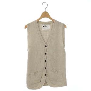 19SS リネンニットベスト 前開き Vネック 2 ベージュ