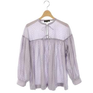 21SS コットンドットギャザーブラウス プルオーバー 38 ラベンダー
