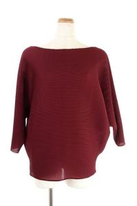 20AW DOLMAN STRETCH PLEATS プリーツ トップス カットソー ドルマン 七分袖 ボルドー ワインレッド