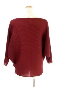 me ISSEY MIYAKE 20AW DOLMAN STRETCH PLEATS プリーツ トップス カットソー ドルマン 七分袖 ボルドー ワインレッド