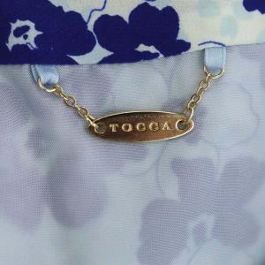 TOCCA ゴールドレーベル 花柄刺繍ワンピース フレア フレンチスリーブ ひざ丈 4 アイボリー 青 緑 ブルー グリーン