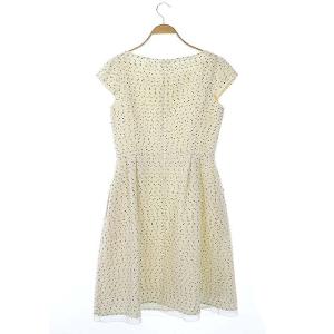 TOCCA PATISSERIE フレアワンピース ドット ウール混 半袖 ミモレ丈 6 白 黒 ホワイト ブラック