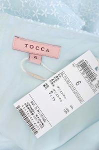 TOCCA SPLASH SWEET フレアワンピース 花柄刺繍 ミモレ丈 半袖 6 水色 白 ライトブルー ホワイト