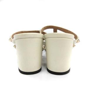 VALENTINO GARAVANI ロックスタッズサンダル アンクルストラップ チャンキーヒール レザー 36.5  アイボリー