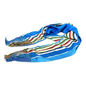 スカーフ シルク フリンジ ブルー