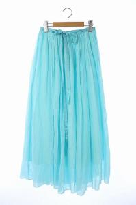 ボリューム ラップスカート マキシ丈 ライトブルー