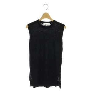 リネンノースリーブニットカットソー ブラック