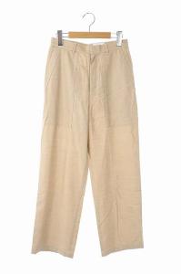 ベイカーパンツ セミワイドパンツ ワーク リネン混 34 ベージュ