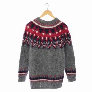 uniform experiment ノルディックモヘアクルーネック ニット セーター 長袖 ラグランスリーブ 1 グレー 赤 紺 レッド ネイビー