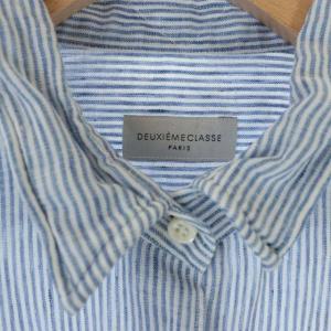 Deuxieme Classe リネンワイヤーウォッシュシャツ ブルー