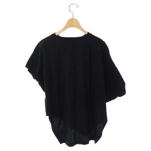 ENFOLD 18AW ハイツイスト天竺 トライアングル Tシャツ アシンメトリー 半袖 38 ブラック