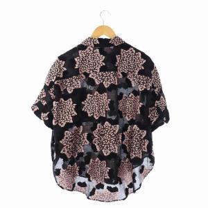 Julien David 総柄シアーシャツ S ブラック ピンク