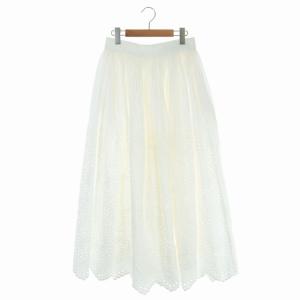 カットワークレースロングスカート マキシ フレア 36 ホワイト