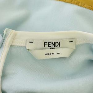 FENDI バイカラーアメリカンノースリーブストレッチワンピース 42 水色