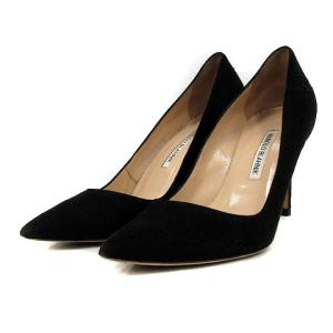パンプス ポインテッドトゥ スエード 39 26cm 黒 ブラック