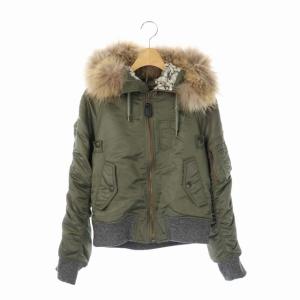 ショートフライトジャケット ブルゾン ミリタリー アウター ファー付き ジップアップ 38 緑 カーキ