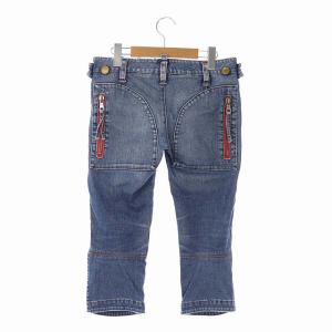 DSQUARED2 ジップデザイン加工クロップドデニムパンツ ブルー