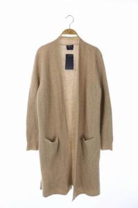 ウール カシミヤ ロングニットカーディガン トッパー M ベージュ