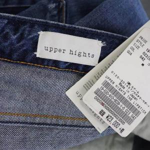 upper hights IENA取り扱い THE LIPSTICK スリム ストレート パンツ デニム ジーンズ ダメージ加工 23 青 ブルー