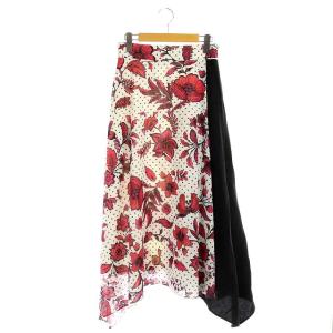 19SS バティックフラワースカート フレア 38 レッド