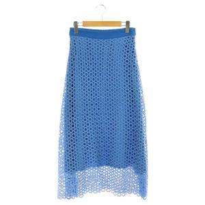 19SS サークルレースフレアスカート 38 ブルー