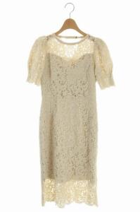 20SS コードレースタイトワンピース ミモレ丈 34 ライトベージュ