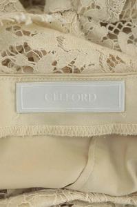 CELFORD 20SS コードレースタイトワンピース ミモレ丈 34 ライトベージュ