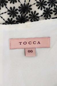 TOCCA BRIDALS VEIL ドレス ワンピース ノースリーブ 総柄 ひざ丈 フレア ギャザー 00 黒 白 ブラック ホワイト