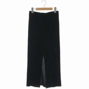 19SS ワッフルスカート タイト ロング スリット ブラック