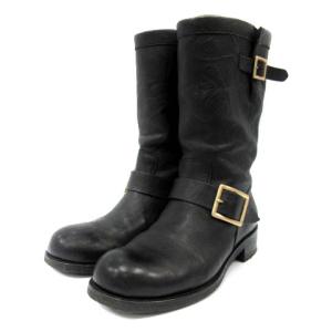 JIMMY CHOO バイカーブーツ ショート レザー ローヒール