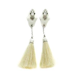 TOGA PULLA メタル フリンジ イヤリング チェーン シルバー ベージュ