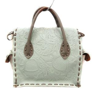 CARVING TRIBES 2016年限定 カービングバッグ マエストラ Maestra ハンドバッグ レザー バイカラー 白 ホワイト 緑 グリーン