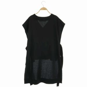 LEINWANDE SWEAT VEST スウェットベスト サイドベルト F 黒 ブラック