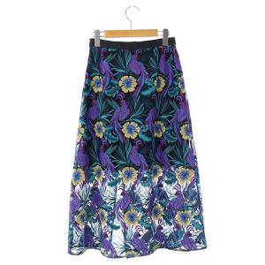 GRACE CONTINENTAL 19SS ボタニカルパロットスカート ロング ラップ調 シースルー 刺繍 36 マルチカラー