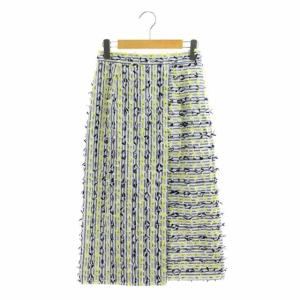 19SS ボーダーカットジャガードタイトスカート マルチカラー