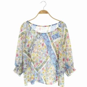 21SS ブラウス プルオーバー パッチワークプリント トップス 七分袖 36 マルチカラー