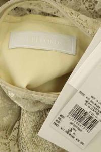 CELFORD 20AW タイルレースワンピース ノースリーブ タイト ロング リボン付き 36 ライトベージュ