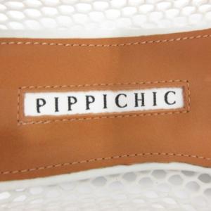 PIPPICHIC バレエシューズ スクエアトゥ メッシュ フラット サンダル リボン 37 24cm 白 ホワイト