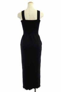 GRACE CONTINENTAL 刺繍タイトニットワンピース ロング ミモレ ノースリーブ 花柄 36 黒 ブラック