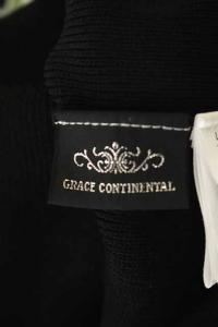 GRACE CONTINENTAL 刺繍タイトニットワンピース ロング ミモレ ノースリーブ 花柄 36 黒 ブラック