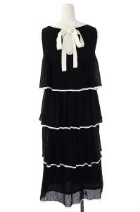 Grace Class 20SS 配色ニットレイヤードワンピース 36 ブラック