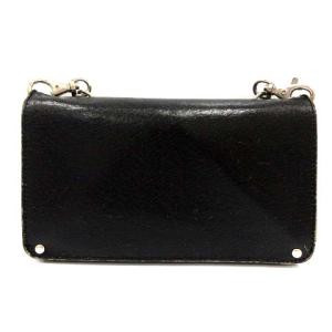 COMME des GARCONS ウォレットバッグ ショルダーバッグ レザー 豚革 アコーディオン チェーン 黒